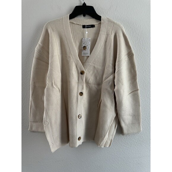 Womens Oversized Cardigan Sweater Fall Outfit Cloth Fashion V neck Small Apricot - Picture 6 of 16